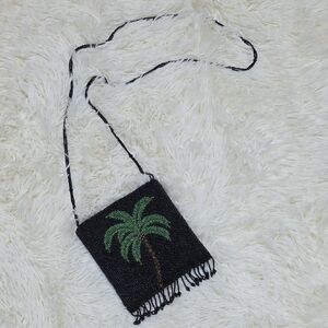Black Beaded Palm Tree Crossbody Bag